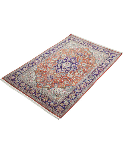 Qum 3' 3" X 4' 11" Hand Knotted Silk Rug 3' 3" X 4' 11" (99 X 150) / Rust / Silk