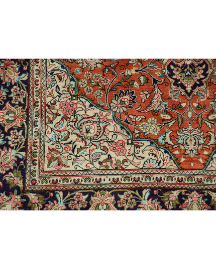 Qum 3' 3" X 4' 11" Hand Knotted Silk Rug 3' 3" X 4' 11" (99 X 150) / Rust / Silk