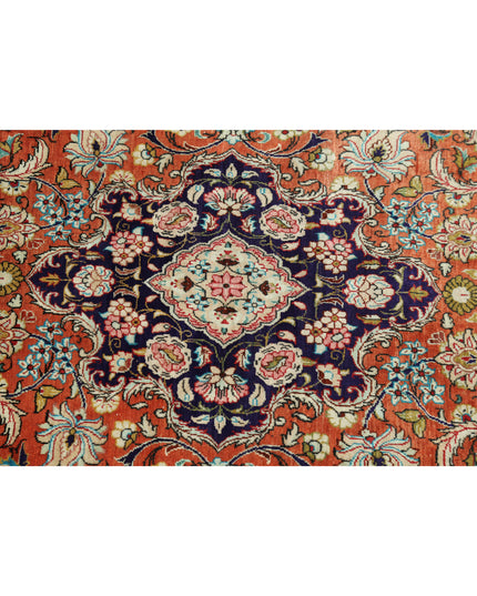Qum 3' 3" X 4' 11" Hand Knotted Silk Rug 3' 3" X 4' 11" (99 X 150) / Rust / Silk