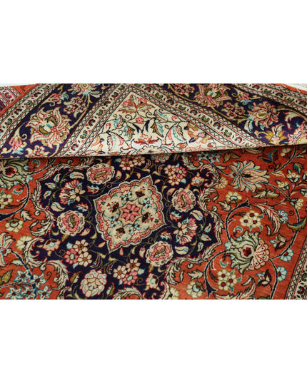 Qum 3' 3" X 4' 11" Hand Knotted Silk Rug 3' 3" X 4' 11" (99 X 150) / Rust / Silk
