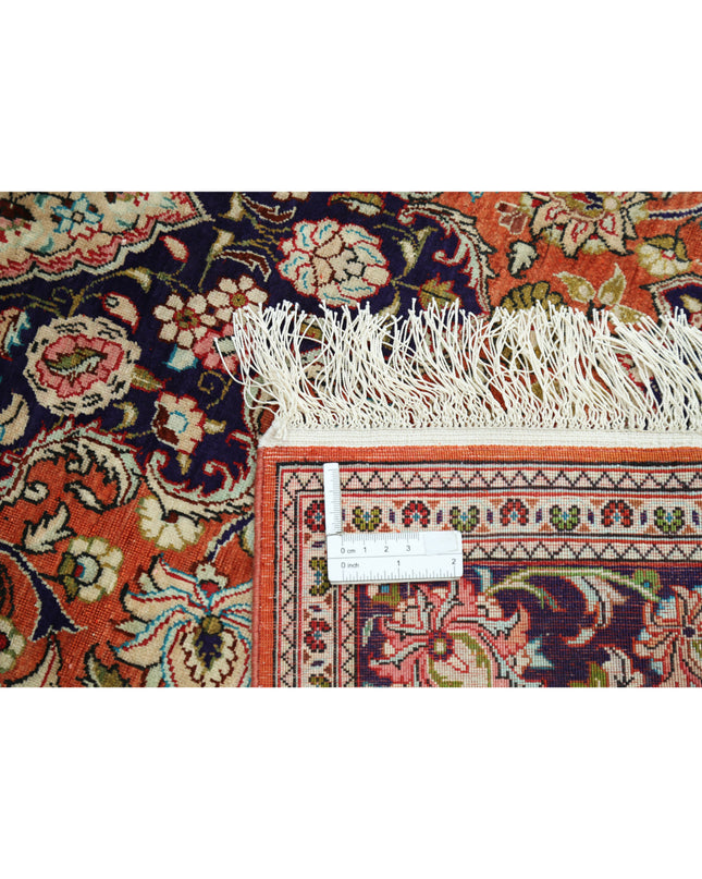 Qum 3' 3" X 4' 11" Hand Knotted Silk Rug 3' 3" X 4' 11" (99 X 150) / Rust / Silk