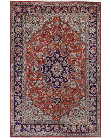 Qum 3' 3" X 4' 11" Hand Knotted Silk Rug 3' 3" X 4' 11" (99 X 150) / Rust / Silk