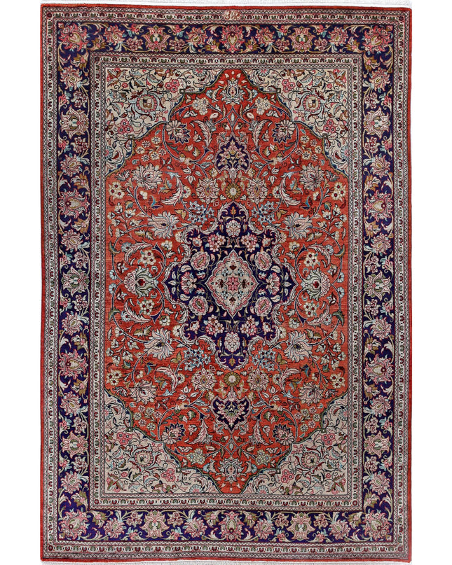 Qum 3' 3" X 4' 11" Hand Knotted Silk Rug 3' 3" X 4' 11" (99 X 150) / Rust / Silk