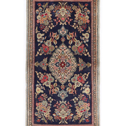 Qum 2' 7" X 5' 0" Hand Knotted Wool Rug 2' 7" X 5' 0" (79 X 152) / Blue / Wool