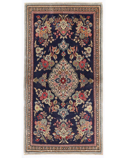 Qum 2' 7" X 5' 0" Hand Knotted Wool Rug 2' 7" X 5' 0" (79 X 152) / Blue / Wool