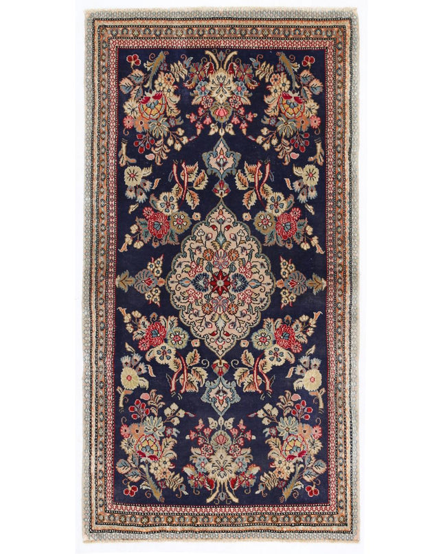 Qum 2' 7" X 5' 0" Hand Knotted Wool Rug 2' 7" X 5' 0" (79 X 152) / Blue / Wool