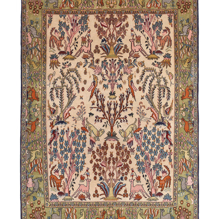 Qum 4' 6" X 6' 8" Hand Knotted Wool Rug 4' 6" X 6' 8" (137 X 203) / Ivory / Wool