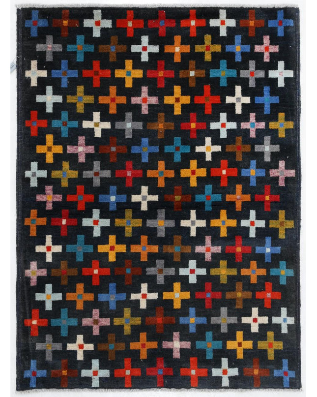 Revival 2' 9" X 3' 11" Hand Knotted Wool Rug 2' 9" X 3' 11" (84 X 119) / Black / Wool