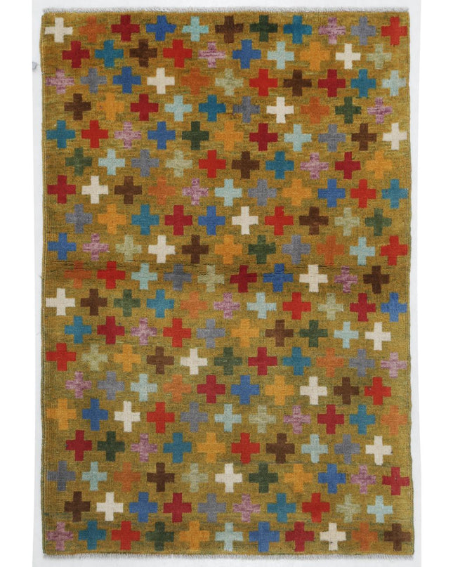 Revival 2' 9" X 3' 11" Hand Knotted Wool Rug 2' 9" X 3' 11" (84 X 119) / Gold / Wool