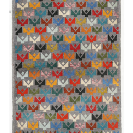 Revival 2' 8" X 3' 10" Hand Knotted Wool Rug 2' 8" X 3' 10" (81 X 117) / Grey / Wool