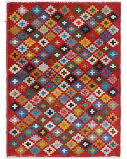 Revival 2' 9" X 3' 9" Hand Knotted Wool Rug 2' 9" X 3' 9" (84 X 114) / Red / Wool