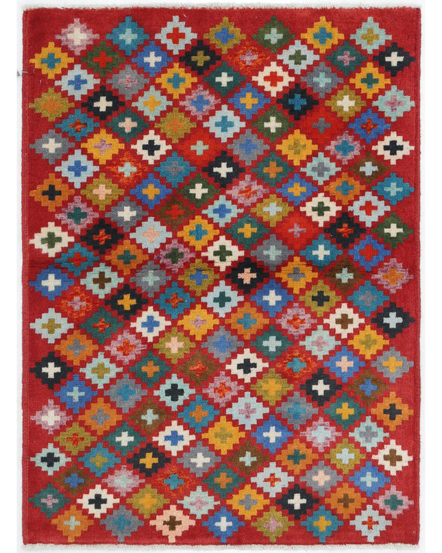 Revival 2' 9" X 3' 9" Hand Knotted Wool Rug 2' 9" X 3' 9" (84 X 114) / Red / Wool