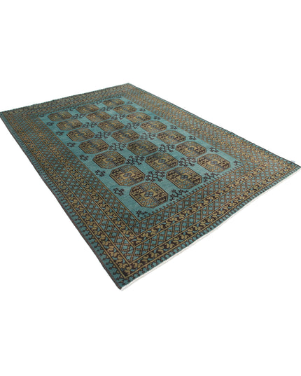 Revival 6' 7" X 9' 4" Hand Knotted Wool Rug 6' 7" X 9' 4" (201 X 284) / Green / Wool