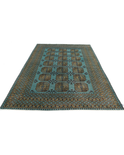 Revival 6' 7" X 9' 4" Hand Knotted Wool Rug 6' 7" X 9' 4" (201 X 284) / Green / Wool