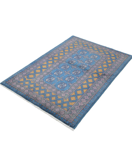 Revival 3' 4" X 4' 9" Hand Knotted Wool Rug 3' 4" X 4' 9" (101 X 145) / Blue / Wool
