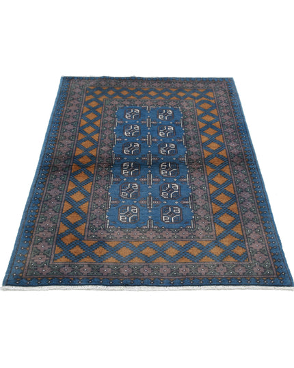 Revival 3' 4" X 4' 9" Hand Knotted Wool Rug 3' 4" X 4' 9" (101 X 145) / Blue / Wool