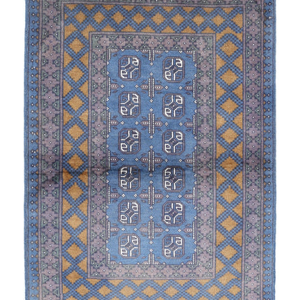 Revival 3' 4" X 4' 9" Hand Knotted Wool Rug 3' 4" X 4' 9" (101 X 145) / Blue / Wool