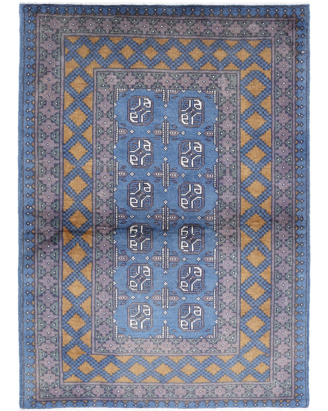 Revival 3' 4" X 4' 9" Hand Knotted Wool Rug 3' 4" X 4' 9" (101 X 145) / Blue / Wool