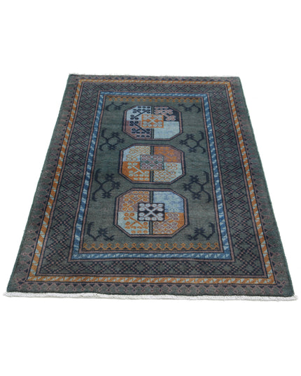 Revival 3' 4" X 4' 11" Hand Knotted Wool Rug 3' 4" X 4' 11" (101 X 150) / Green / Wool