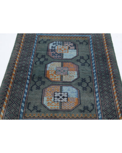 Revival 3' 4" X 4' 11" Hand Knotted Wool Rug 3' 4" X 4' 11" (101 X 150) / Green / Wool