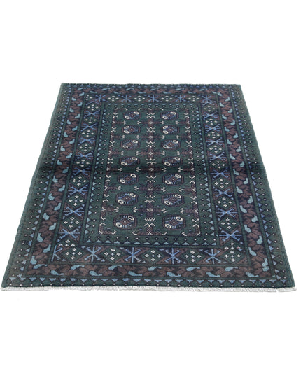 Revival 3' 6" X 4' 7" Hand Knotted Wool Rug 3' 6" X 4' 7" (107 X 140) / Green / Wool