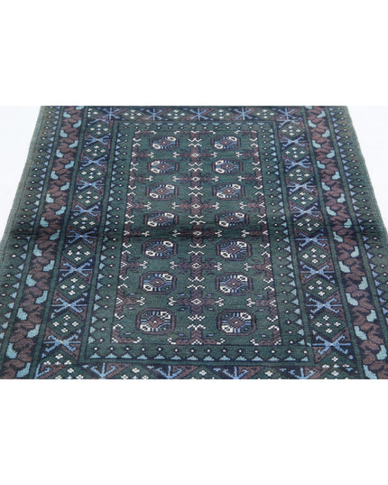 Revival 3' 6" X 4' 7" Hand Knotted Wool Rug 3' 6" X 4' 7" (107 X 140) / Green / Wool