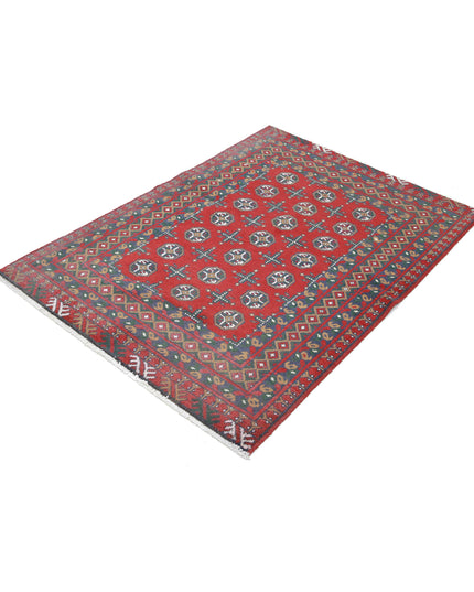 Revival 3' 5" X 4' 10" Hand Knotted Wool Rug 3' 5" X 4' 10" (104 X 147) / Red / Wool