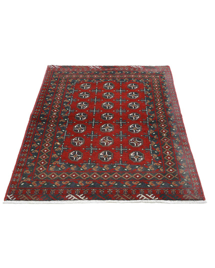 Revival 3' 5" X 4' 10" Hand Knotted Wool Rug 3' 5" X 4' 10" (104 X 147) / Red / Wool