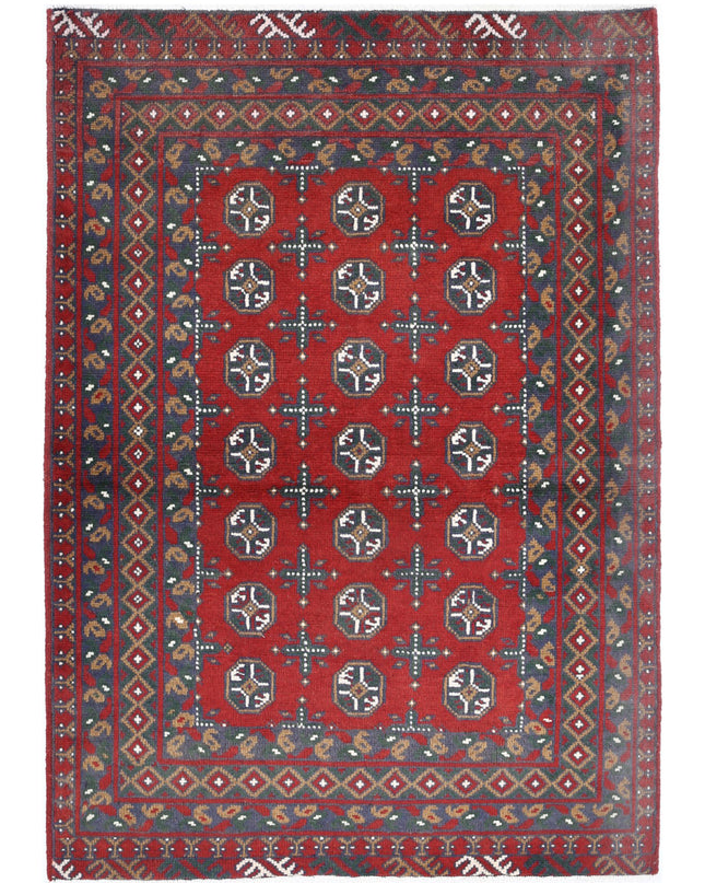 Revival 3' 5" X 4' 10" Hand Knotted Wool Rug 3' 5" X 4' 10" (104 X 147) / Red / Wool