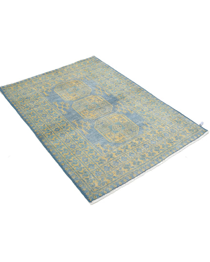 Revival 3' 5" X 4' 8" Hand Knotted Wool Rug 3' 5" X 4' 8" (104 X 142) / Blue / Wool