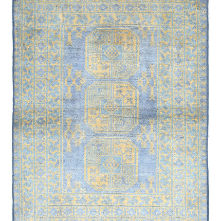 Revival 3' 5" X 4' 8" Hand Knotted Wool Rug 3' 5" X 4' 8" (104 X 142) / Blue / Wool