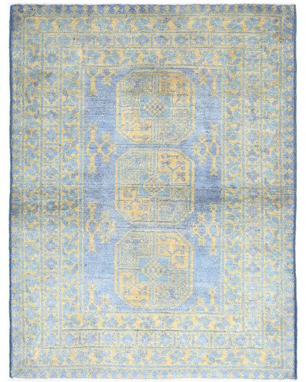 Revival 3' 5" X 4' 8" Hand Knotted Wool Rug 3' 5" X 4' 8" (104 X 142) / Blue / Wool