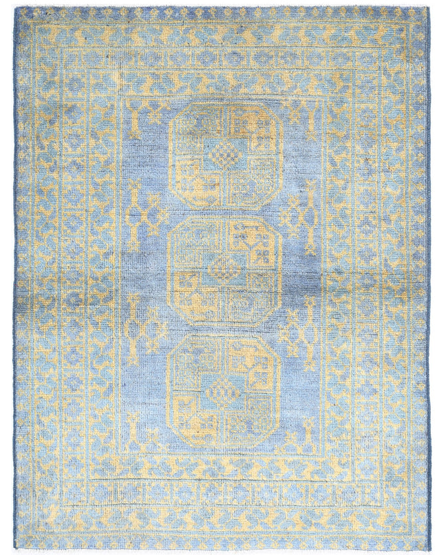 Revival 3' 5" X 4' 8" Hand Knotted Wool Rug 3' 5" X 4' 8" (104 X 142) / Blue / Wool
