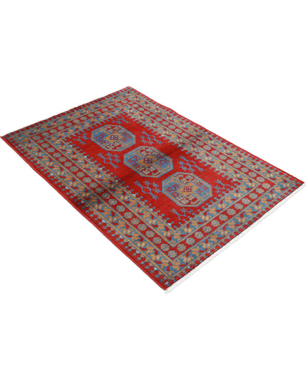 Revival 3' 4" X 4' 9" Hand Knotted Wool Rug 3' 4" X 4' 9" (101 X 145) / Red / Wool