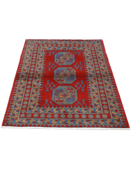 Revival 3' 4" X 4' 9" Hand Knotted Wool Rug 3' 4" X 4' 9" (101 X 145) / Red / Wool