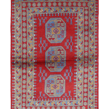 Revival 3' 4" X 4' 9" Hand Knotted Wool Rug 3' 4" X 4' 9" (101 X 145) / Red / Wool