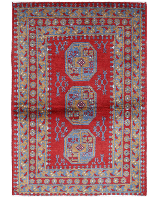 Revival 3' 4" X 4' 9" Hand Knotted Wool Rug 3' 4" X 4' 9" (101 X 145) / Red / Wool