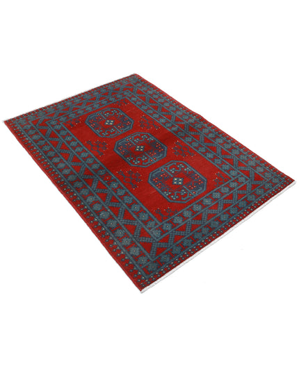 Revival 3' 6" X 4' 9" Hand Knotted Wool Rug 3' 6" X 4' 9" (107 X 145) / Red / Wool