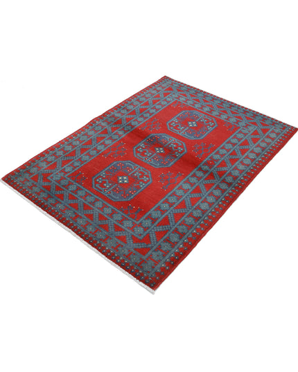 Revival 3' 6" X 4' 9" Hand Knotted Wool Rug 3' 6" X 4' 9" (107 X 145) / Red / Wool