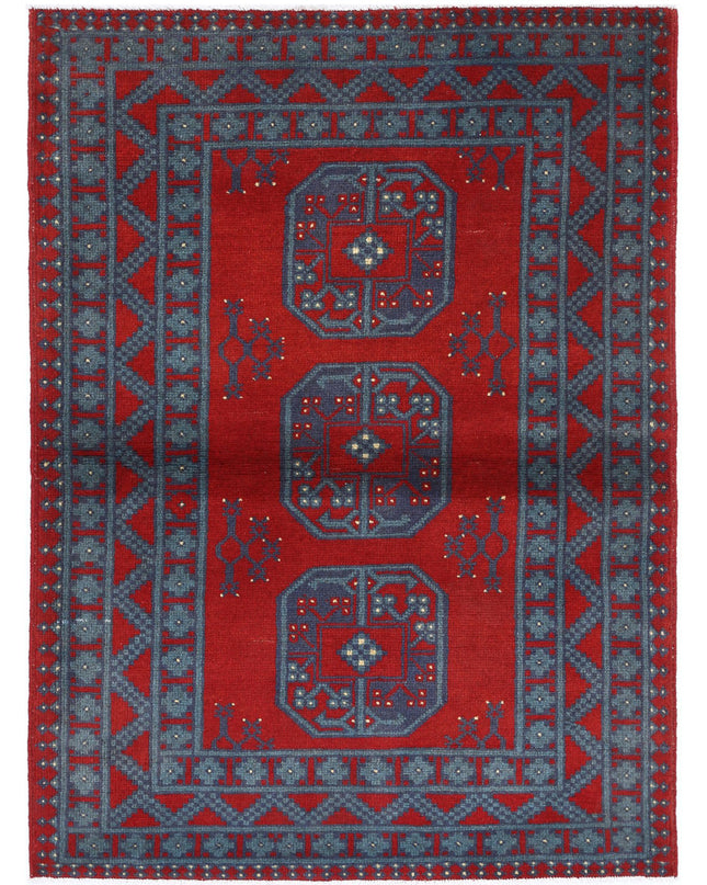 Revival 3' 6" X 4' 9" Hand Knotted Wool Rug 3' 6" X 4' 9" (107 X 145) / Red / Wool