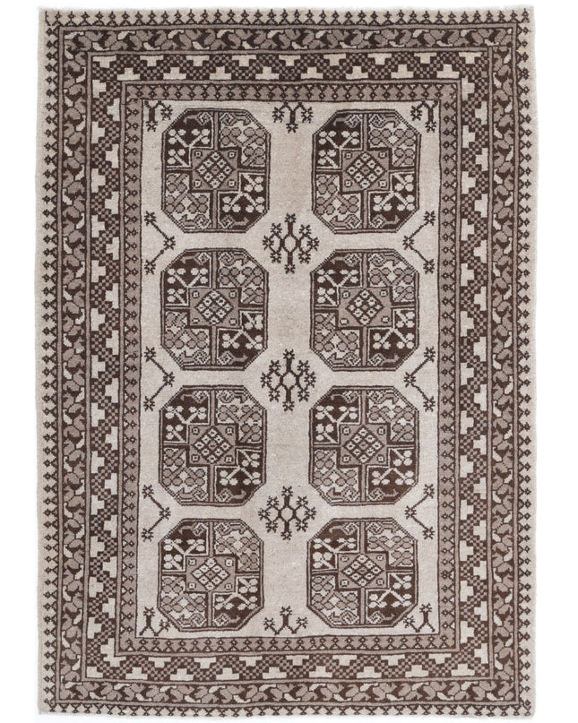 Revival 4' 4" X 6' 1" Hand Knotted Wool Rug 4' 4" X 6' 1" (132 X 185) / Ivory / Wool