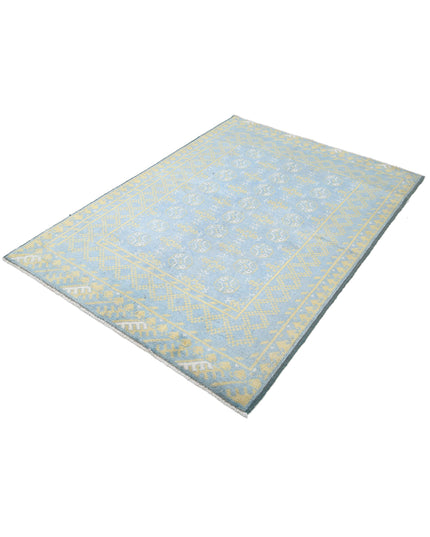 Revival 4' 1" X 5' 7" Hand Knotted Wool Rug 4' 1" X 5' 7" (124 X 170) / Blue / Wool