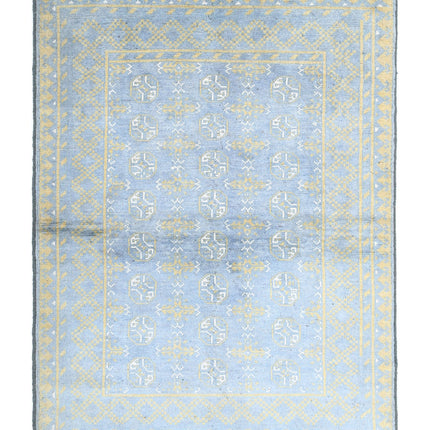 Revival 4' 1" X 5' 7" Hand Knotted Wool Rug 4' 1" X 5' 7" (124 X 170) / Blue / Wool