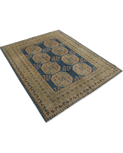 Revival 5' 1" X 6' 2" Hand Knotted Wool Rug 5' 1" X 6' 2" (155 X 188) / Blue / Wool