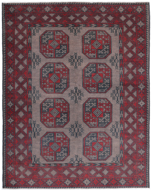 Revival 4' 10" X 6' 1" Hand Knotted Wool Rug 4' 10" X 6' 1" (147 X 185) / Grey / Wool