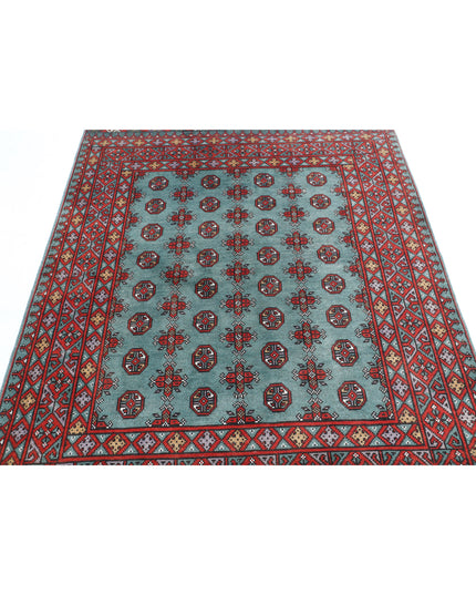 Revival 5' 0" X 6' 2" Hand Knotted Wool Rug 5' 0" X 6' 2" (152 X 188) / Green / Wool