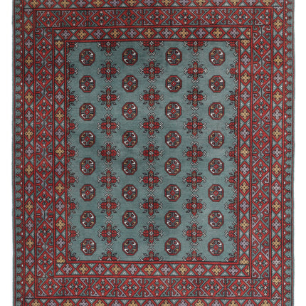 Revival 5' 0" X 6' 2" Hand Knotted Wool Rug 5' 0" X 6' 2" (152 X 188) / Green / Wool