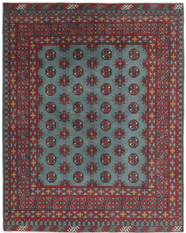 Revival 5' 0" X 6' 2" Hand Knotted Wool Rug 5' 0" X 6' 2" (152 X 188) / Green / Wool