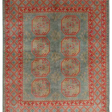 Revival 5' 2" X 6' 4" Hand Knotted Wool Rug 5' 2" X 6' 4" (158 X 193) / Green / Wool