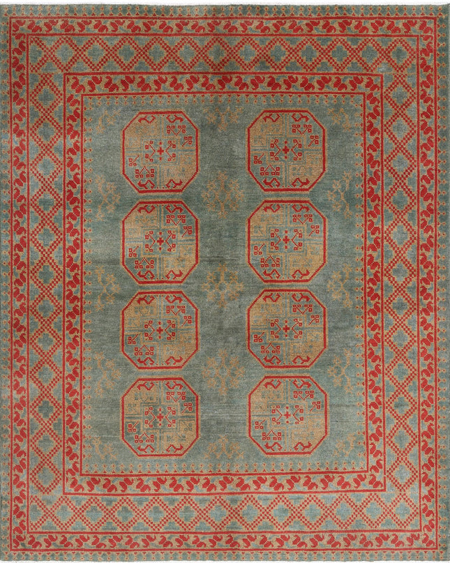 Revival 5' 2" X 6' 4" Hand Knotted Wool Rug 5' 2" X 6' 4" (158 X 193) / Green / Wool